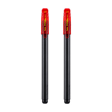 Pentel EnerGel – Black Body with Red Clip (Red Ink Gel Pen) Set of 2
