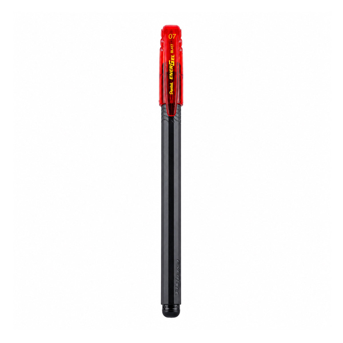 Pentel EnerGel – Black Body with Red Clip (Red Ink Gel Pen) Set of 2