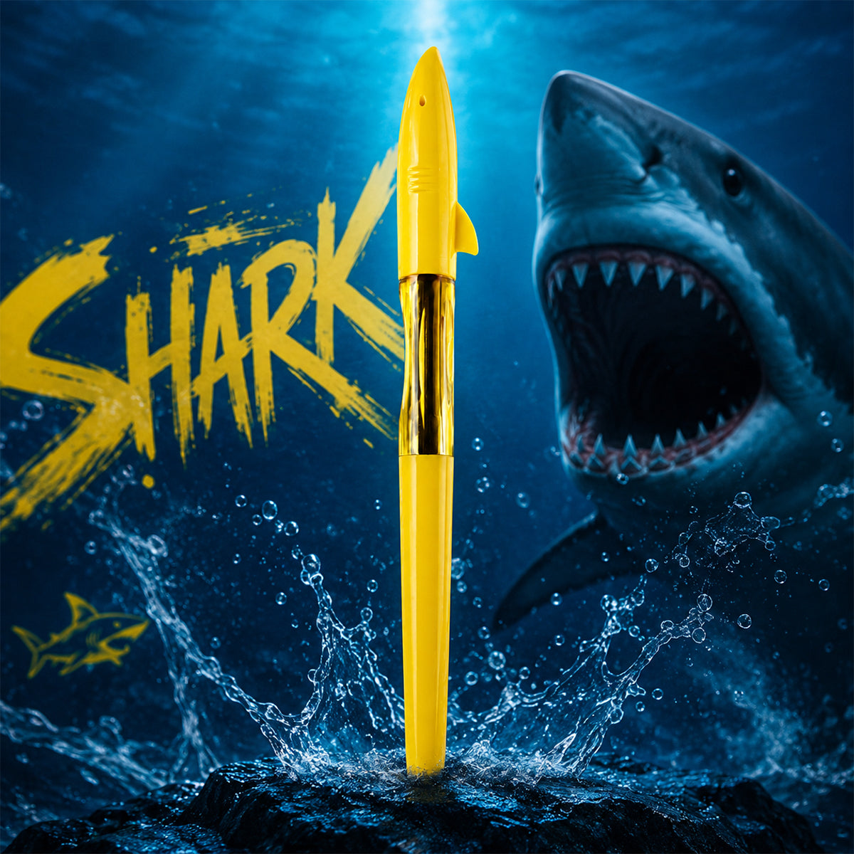 Jinhao Shark Yellow Roller Ball Pen — Blue Ink, Shark-Fin Clip
