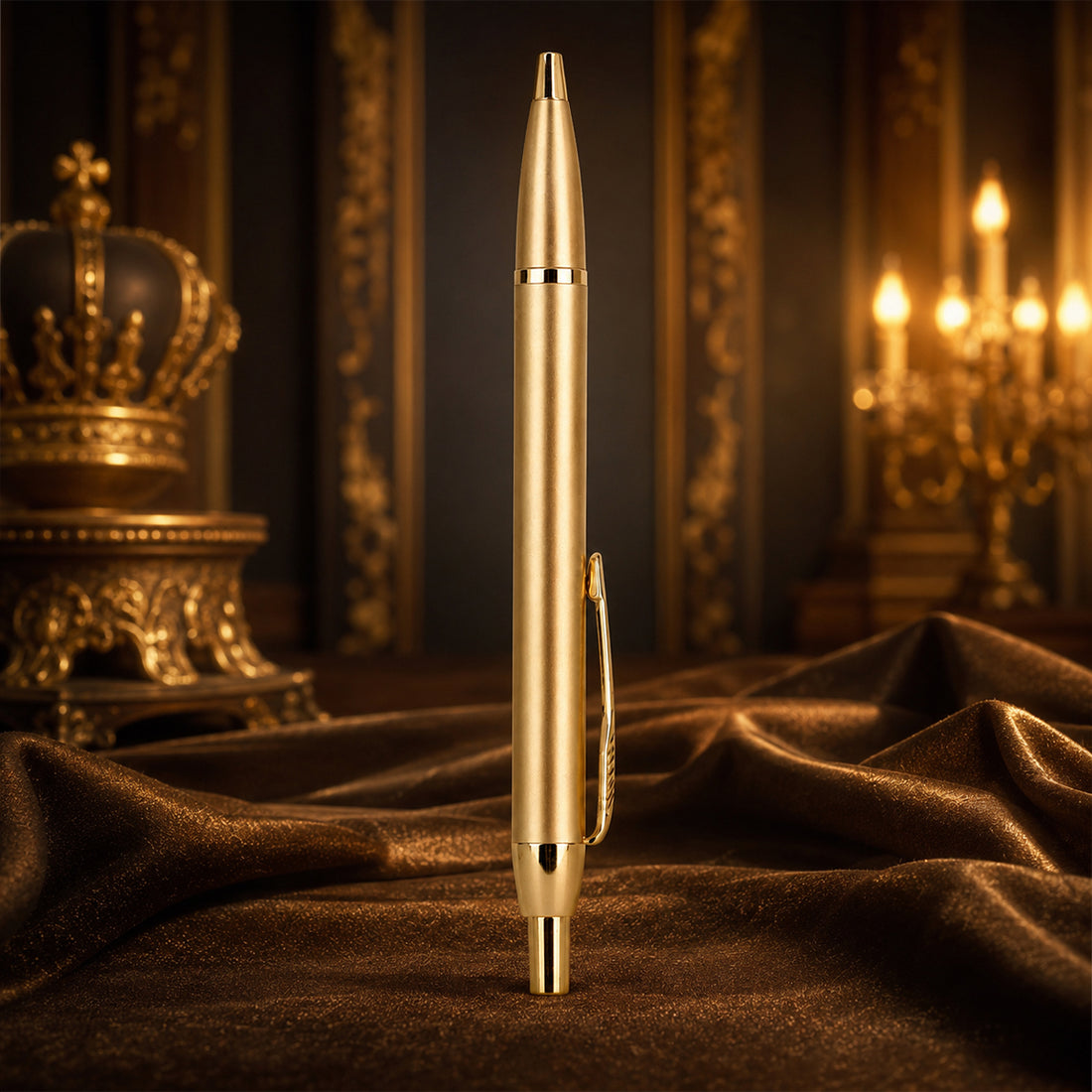 The Writershub Gold Metal Ball Pen | Blue Ink | Retractable