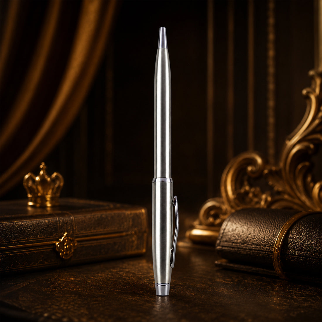 Silver Colour Body With Silver Clip – Twist Type Ball Pen