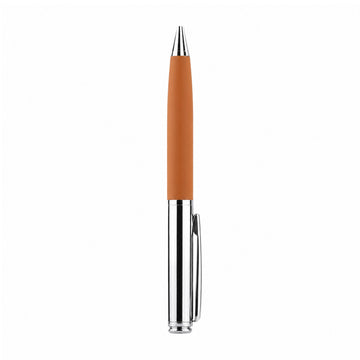 The Writershub Elegant Brown & Silver Metal Twist Ball Pen — Blue Ink