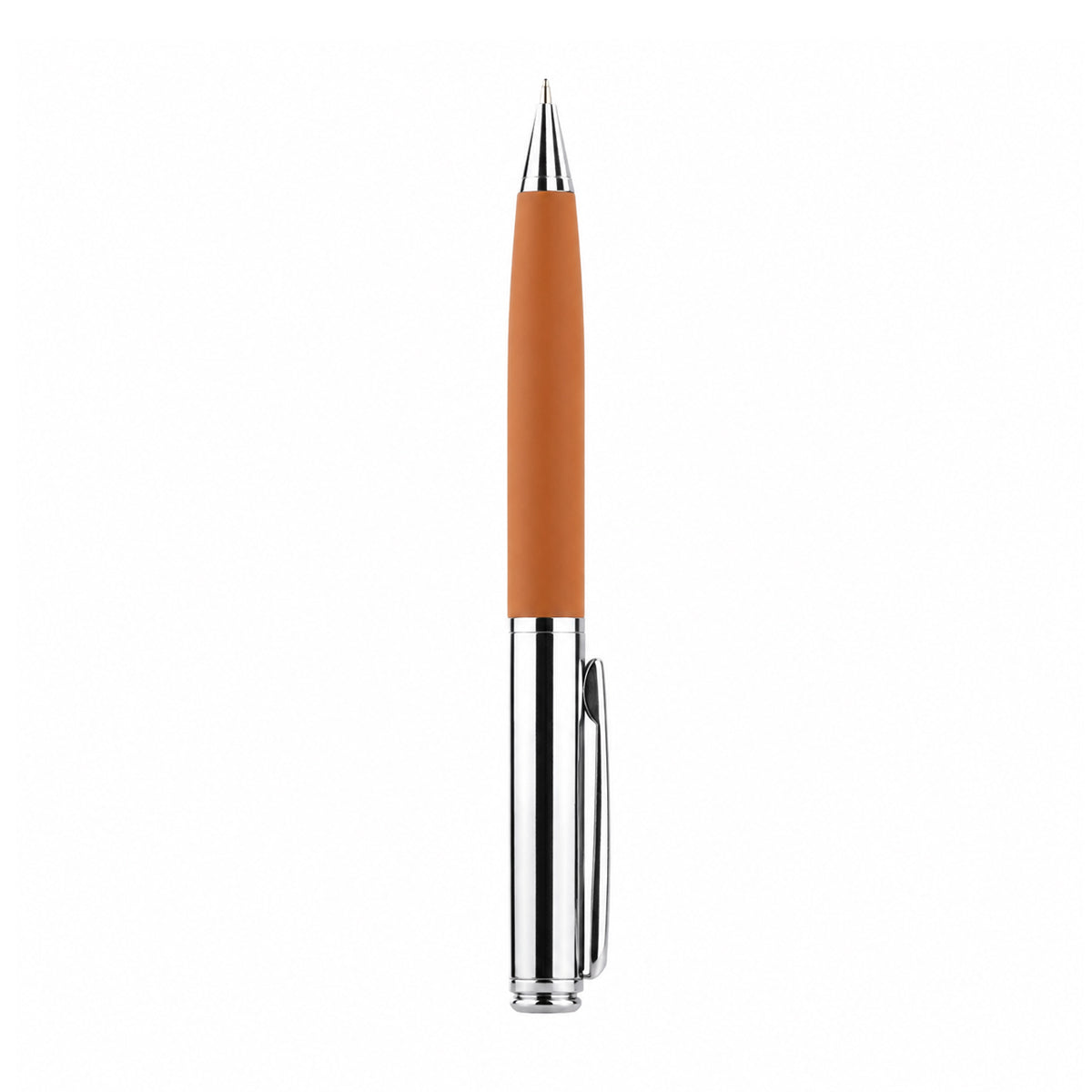 The Writershub Elegant Brown & Silver Metal Twist Ball Pen — Blue Ink