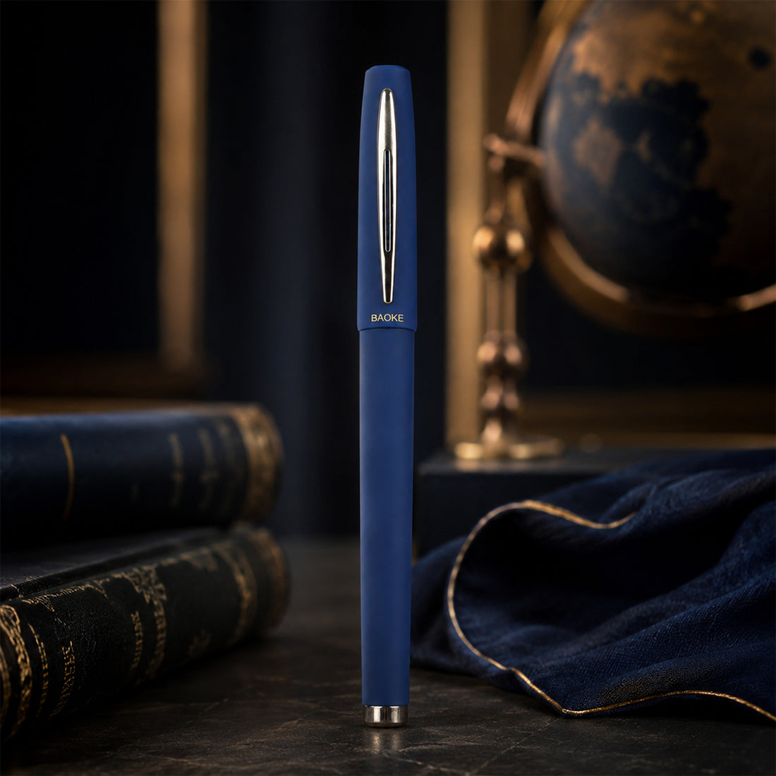 Baoke 1.0mm Bold Blue Rollerball Pen — Full Blue Finish, Cap Type