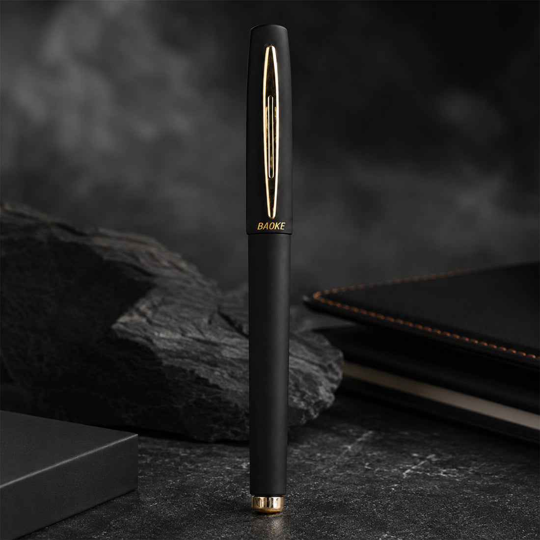 Baoke 1.0 mm Bold Tip Rollerball Pen — Full Black Finish