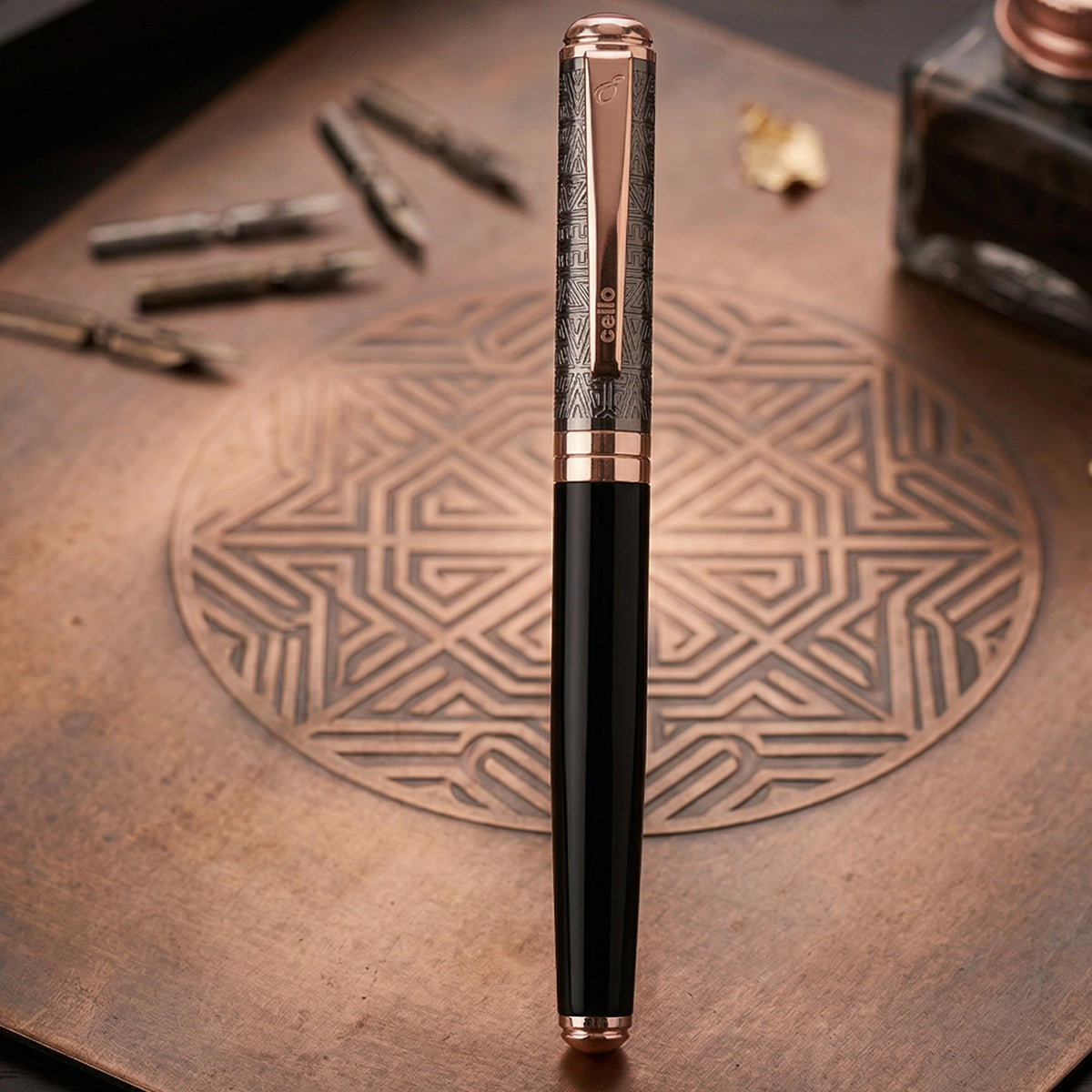 Cello Signature Heritage Black Fountain Pen – Fine Nib