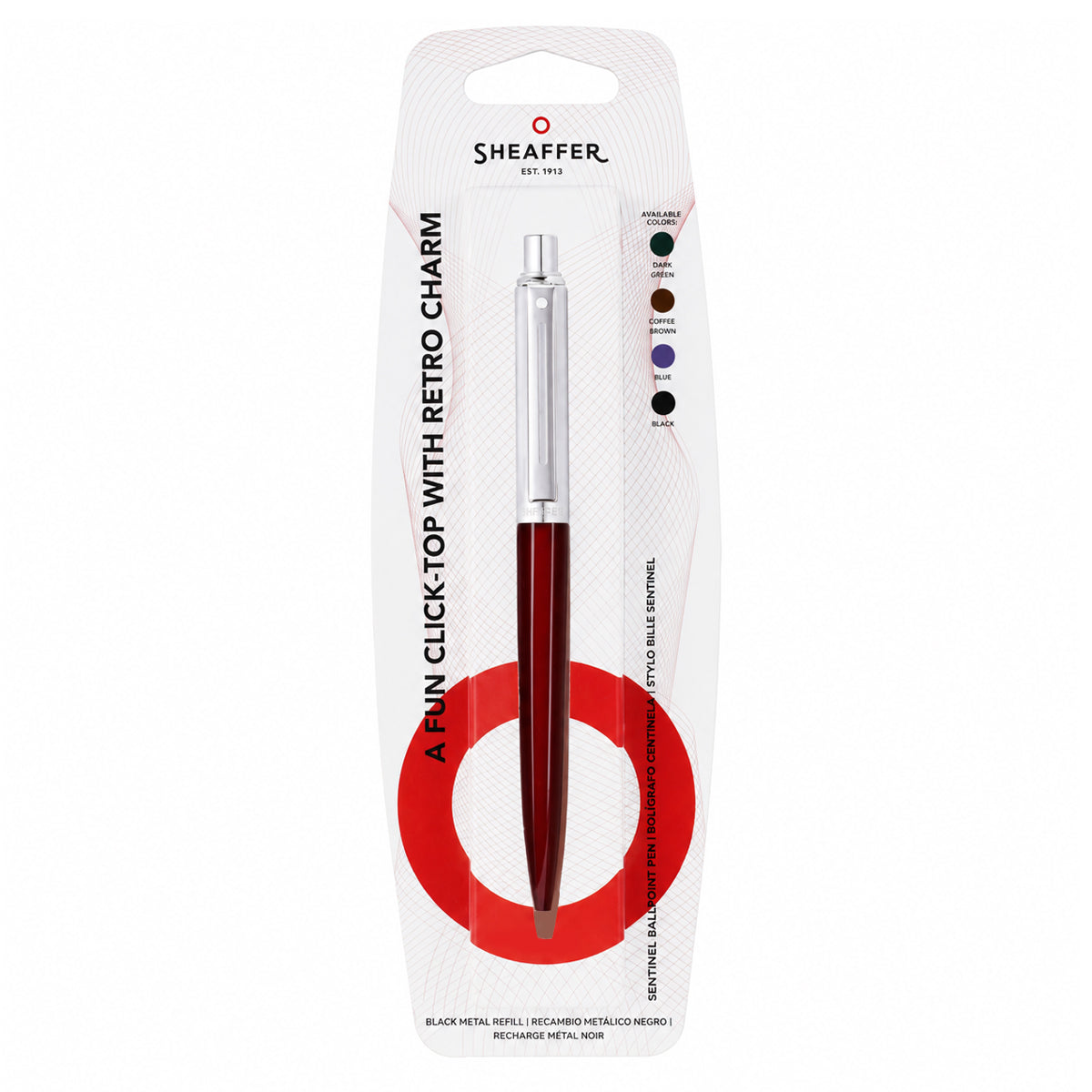 Sheaffer 321 Sentinel — Glossy Maroon & Chrome Ball Pen