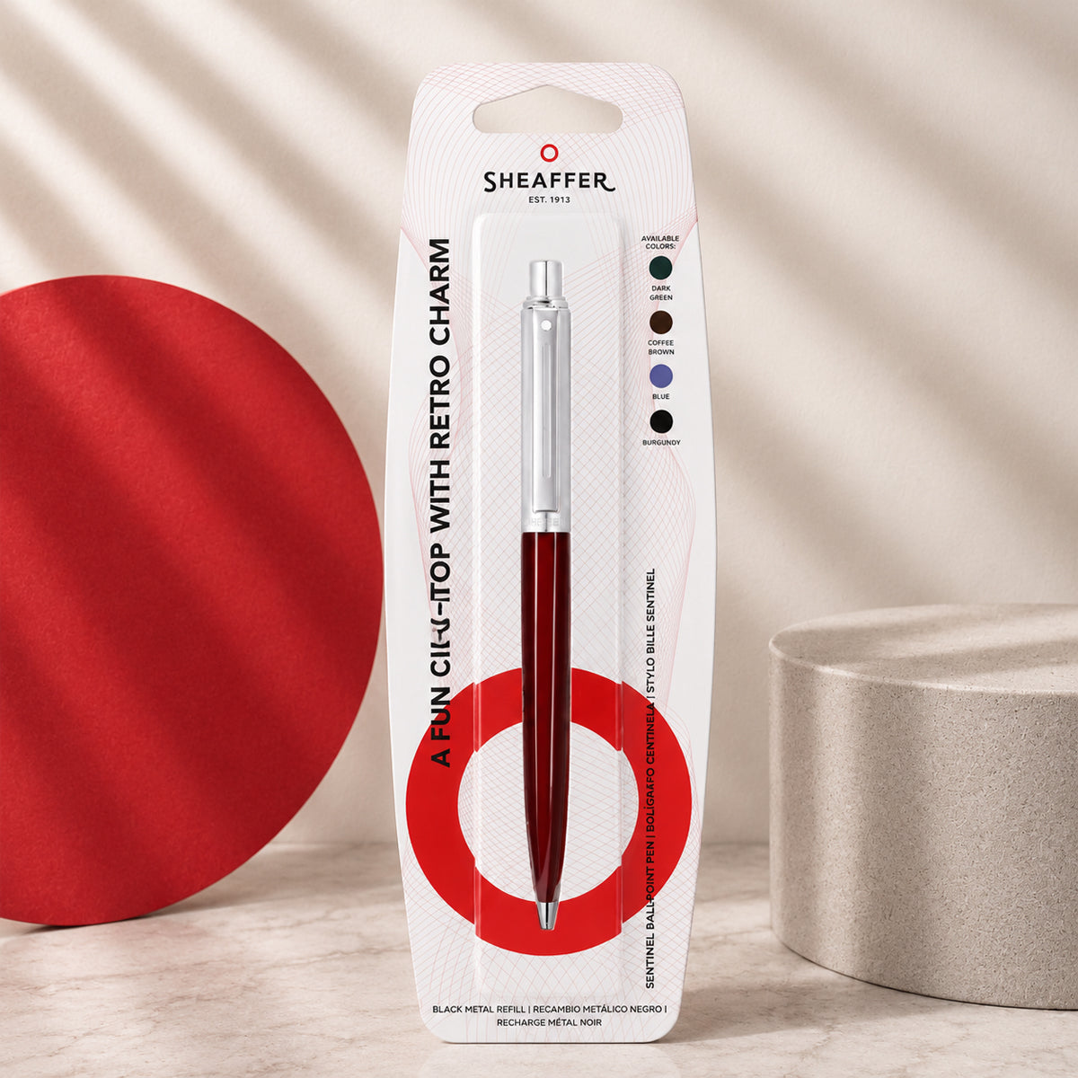 Sheaffer 321 Sentinel — Glossy Maroon & Chrome Ball Pen