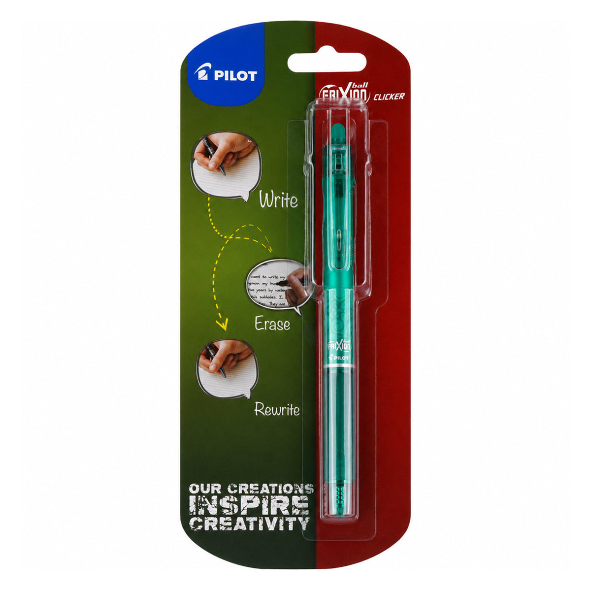 Pilot Frixion Clicker Green 0.7mm Erasable Roller Ball Pen