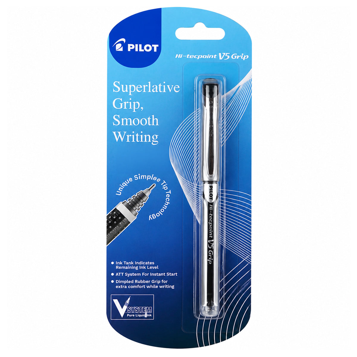 Pilot 1106 Hi‑Tecpoint V5 Grip Black Roller Ball Pen