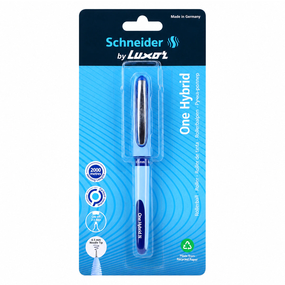 Luxor Schneider One Hybrid Roller Ball Pen – Blue, 0.5 mm Needle Tip