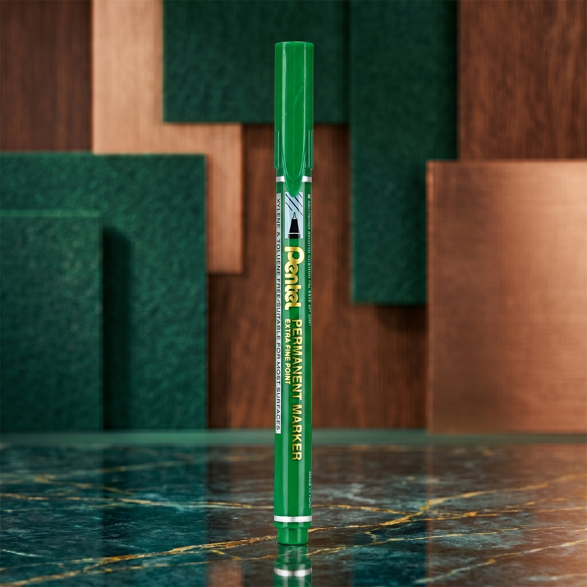 Pentel NF450 Permanent Marker Extra Fine Tip — Set of 9 (Green)