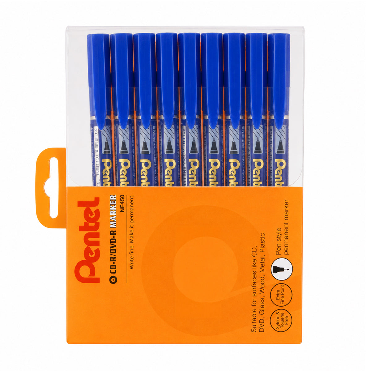 Pentel NF450 Permanent Marker Extra Fine Tip — Set of 8 (Blue)
