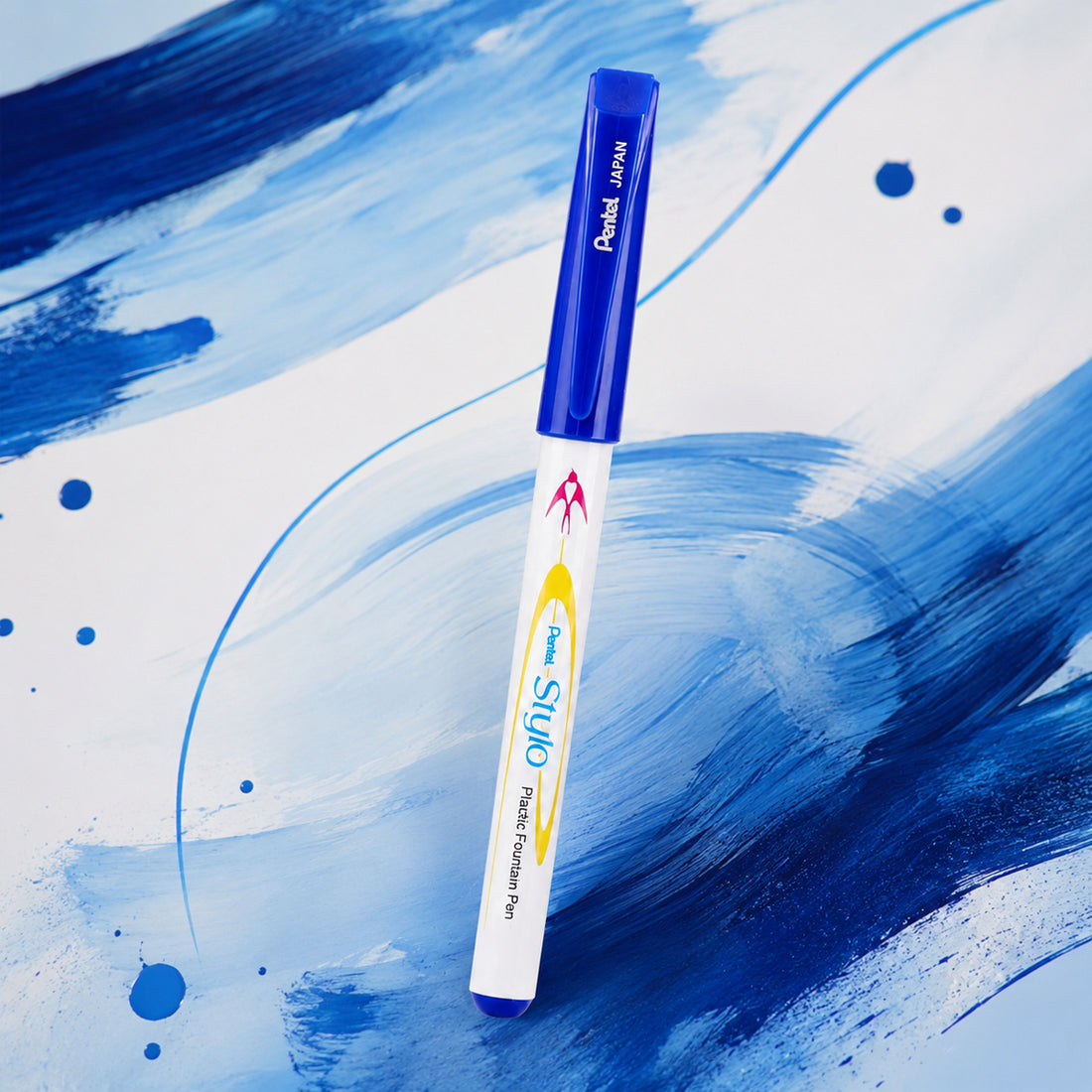 Pentel Stylo JM11 Plastic Fountain Pen — Pack of 5 (White & Blue)