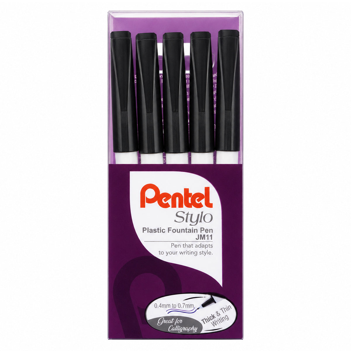 Pentel Stylo JM11 Plastic Fountain Pen — Pack of 5