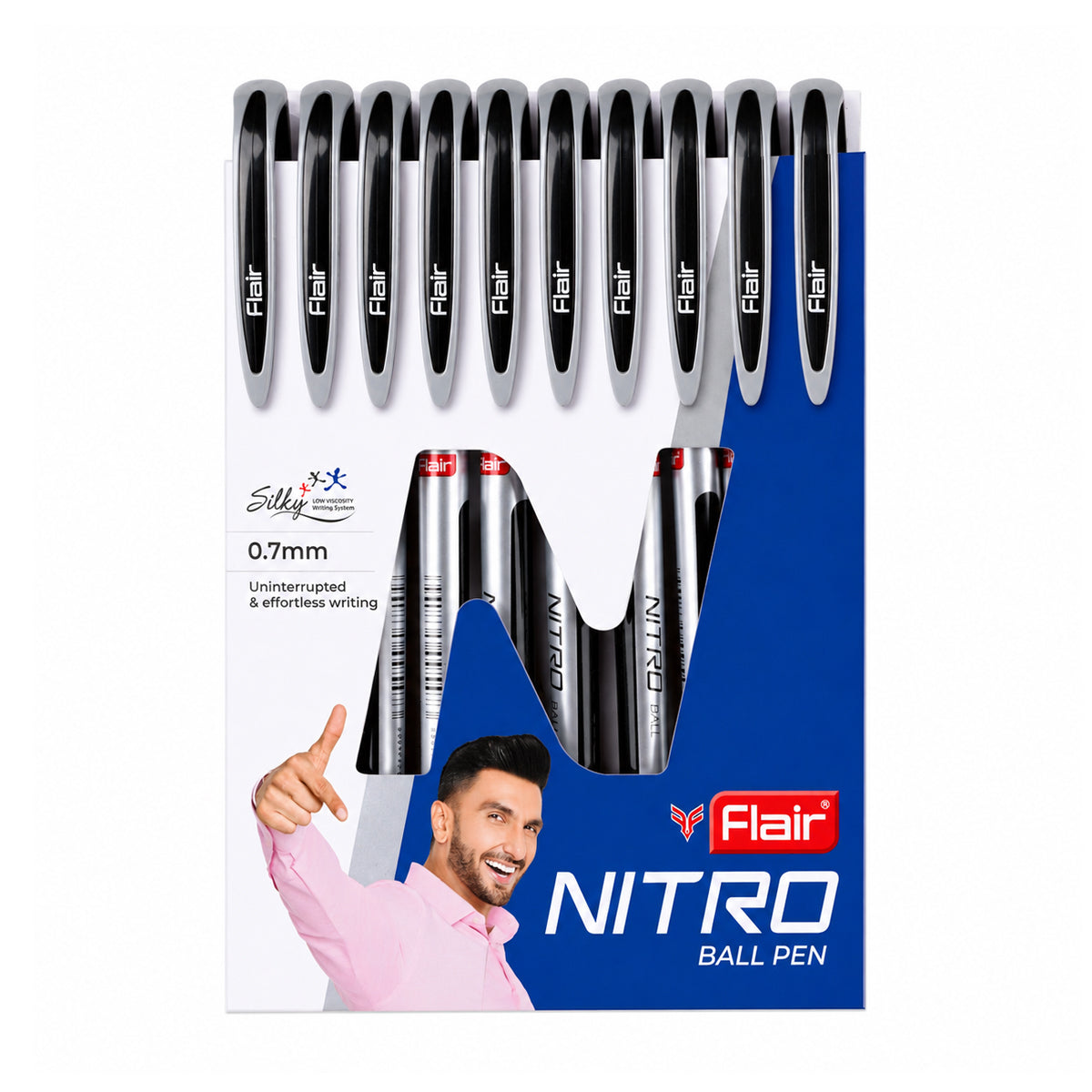 Flair Nitro 0.7 mm — Black Ball Pen (Cap)