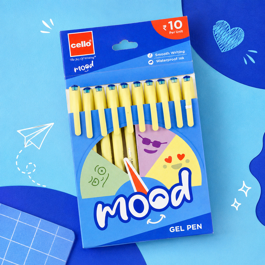 Cello Mood — Yellow Body Gel Pen Set (10 pcs)