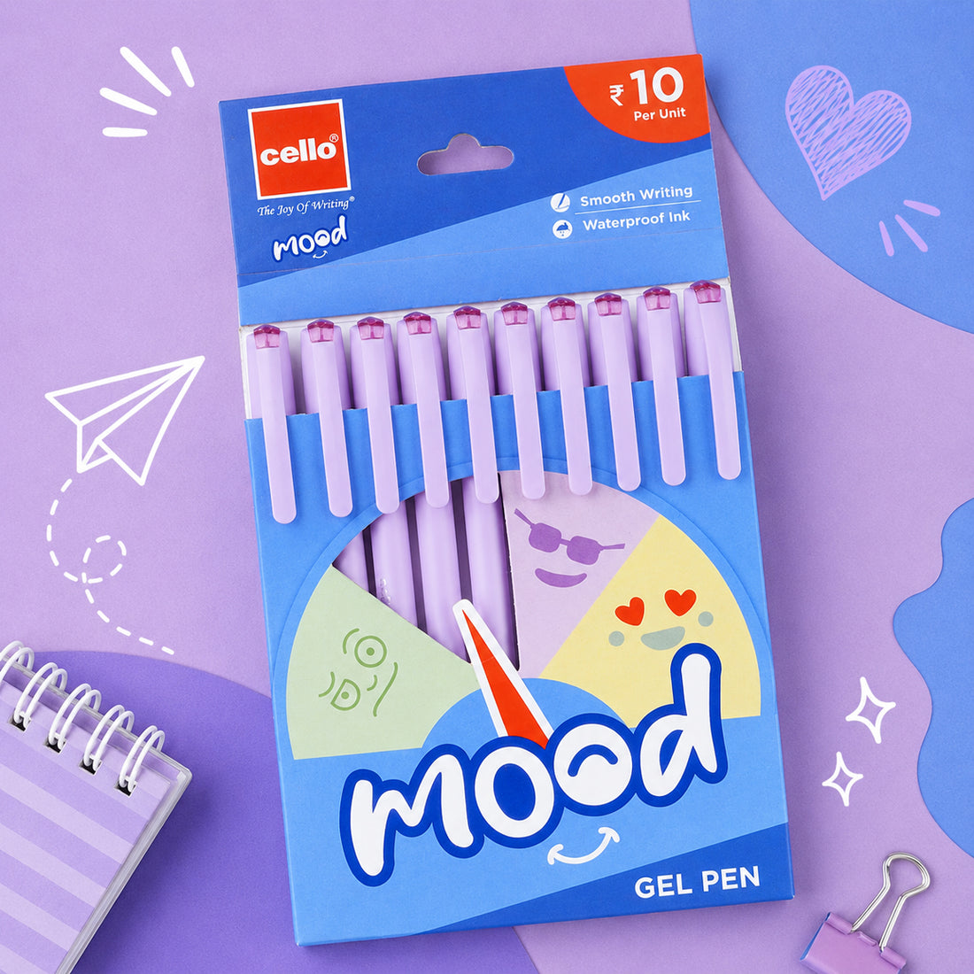 Cello Mood — Purple Body Gel Pen Set (10 pcs)