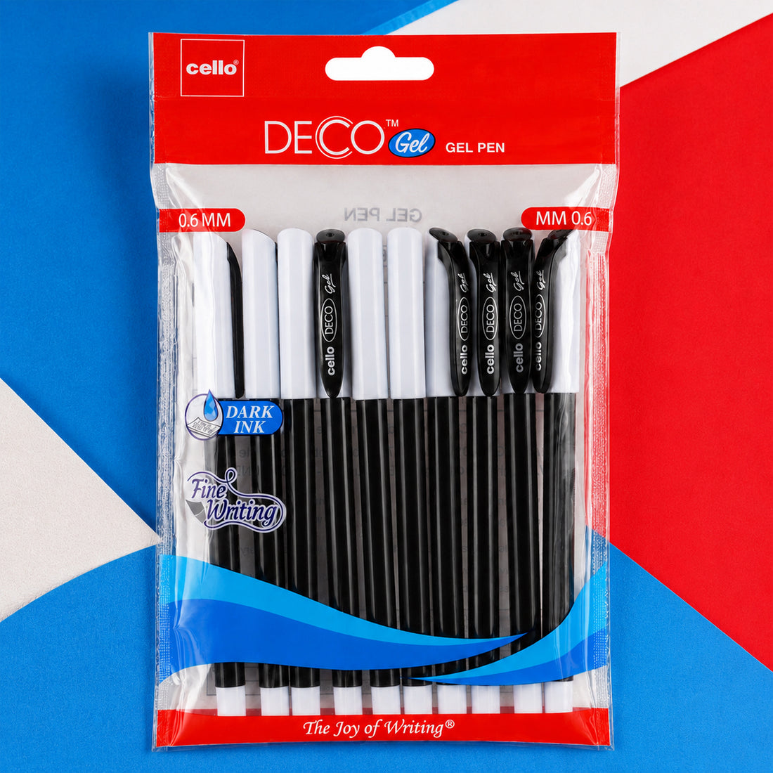 Cello Deco 0.6 mm — Black Gel Pen Set of 10