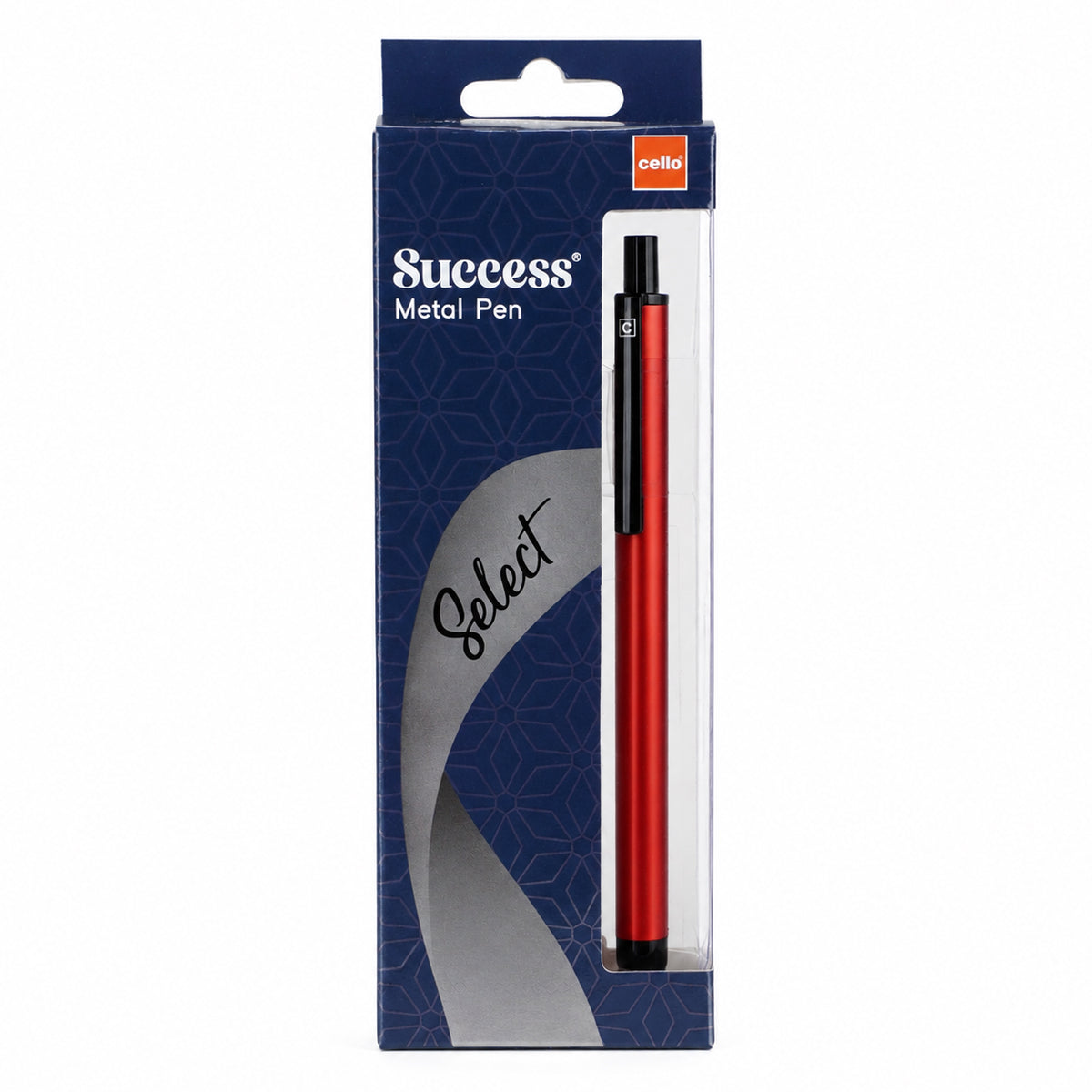 Cello Select Success Metal Ball Pen — Glossy Red, Blue Ink, Retractable