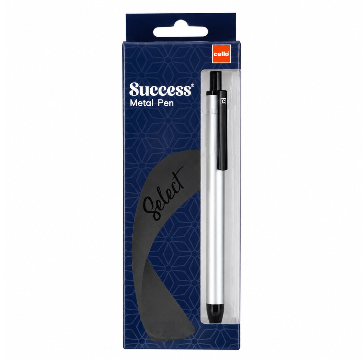 Cello Select Success Metal Ball Pen — Glossy Silver, Blue Ink, Retractable