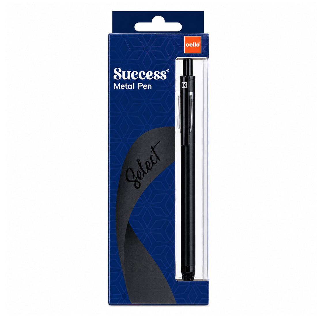 Cello Select Success Metal Ball Pen — Glossy Black, Blue Ink, Retractable