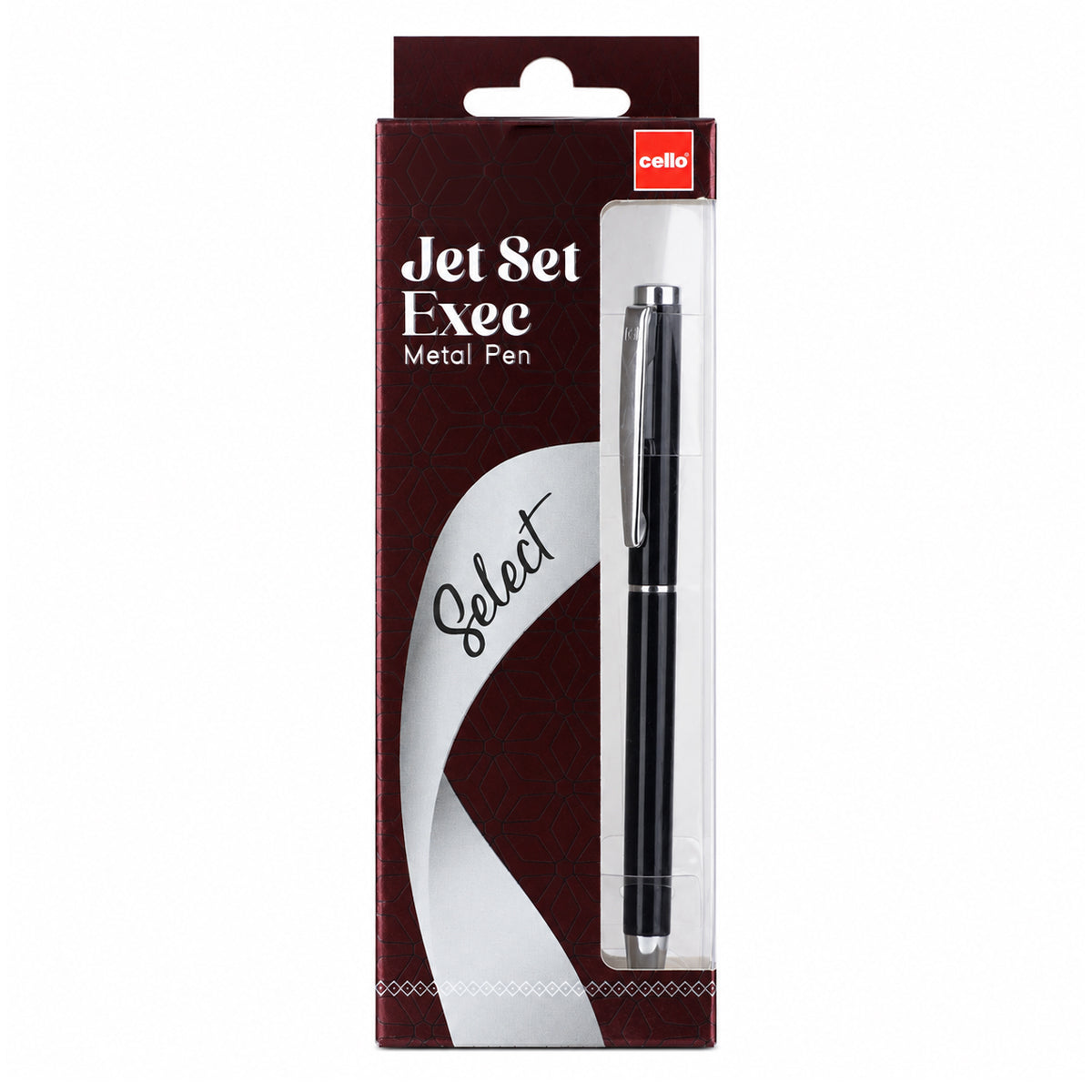 Cello Jet Set Exec Metal Ball Pen — Glossy Black, Blue Ink