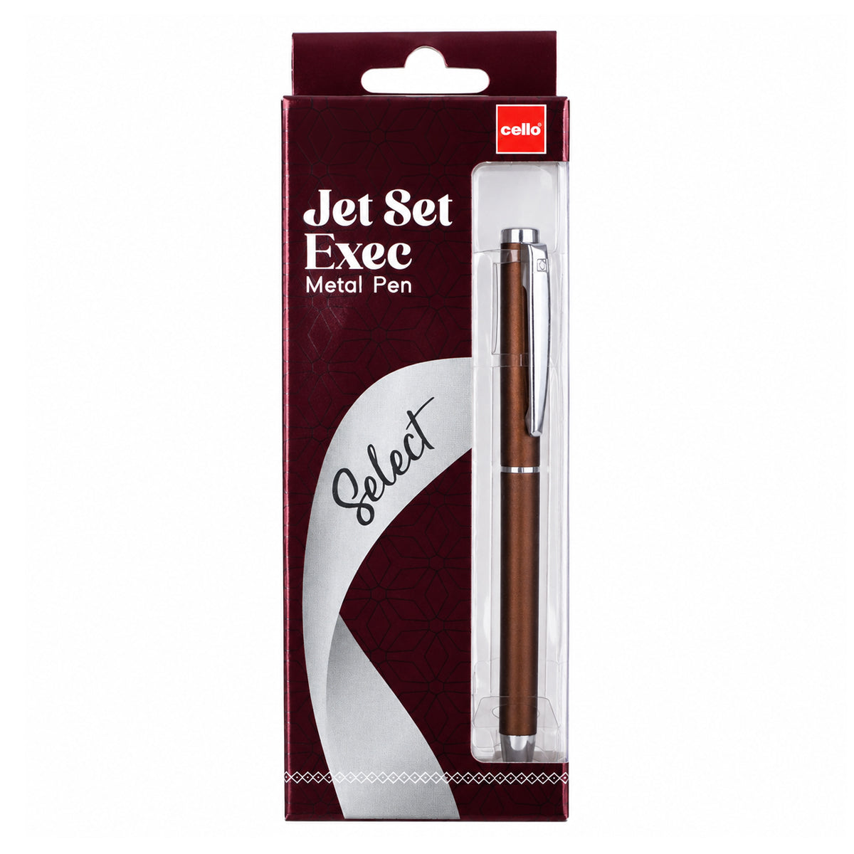 Cello Jet Set Exec Metal Ball Pen — Matte Brown, Blue Ink