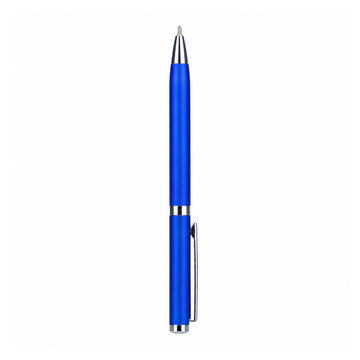 Cello Athena Metal Ball Pen — Matte Blue with Silver Clip, Blue Ink
