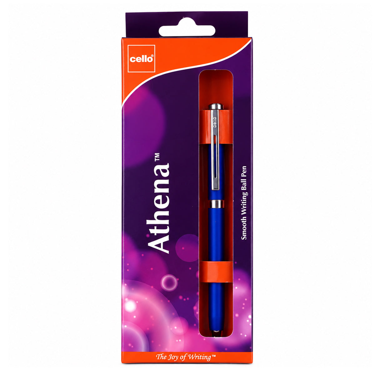 Cello Athena Metal Ball Pen — Matte Blue with Silver Clip, Blue Ink
