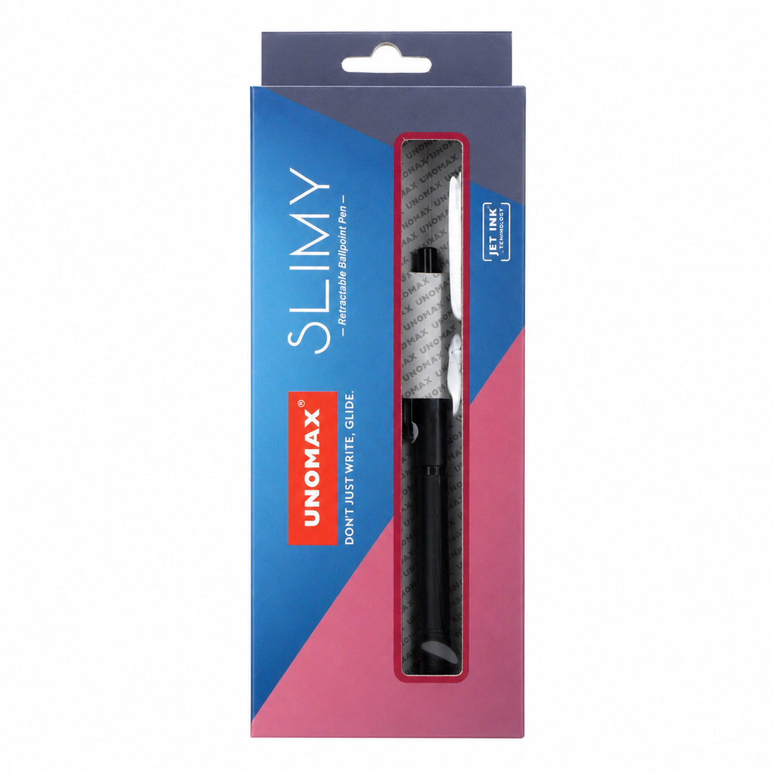 Unomax Slimy Retractable Ballpoint Pen — Black, Blue Ink