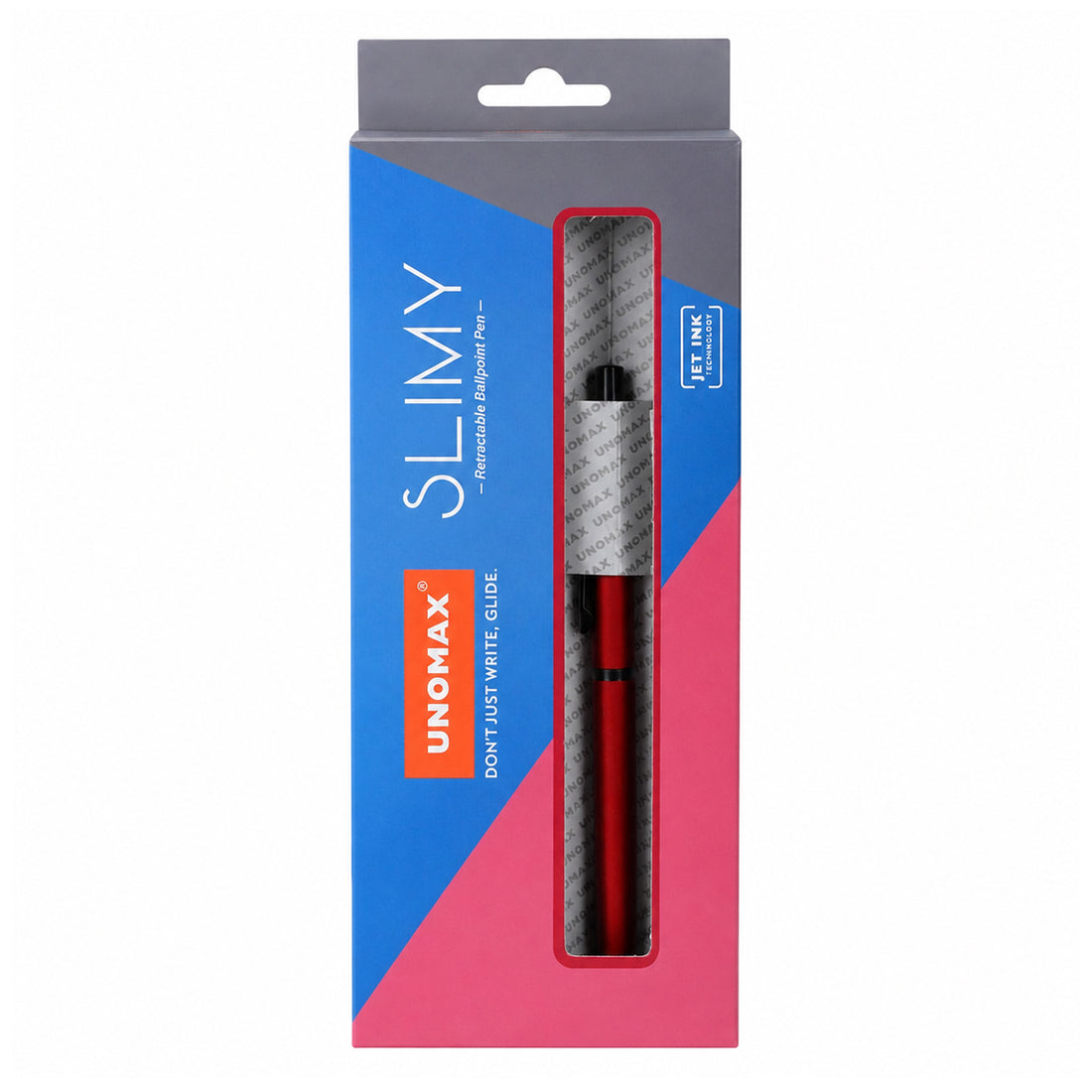 Unomax Slimy Retractable Ballpoint Pen — Red, Blue Ink