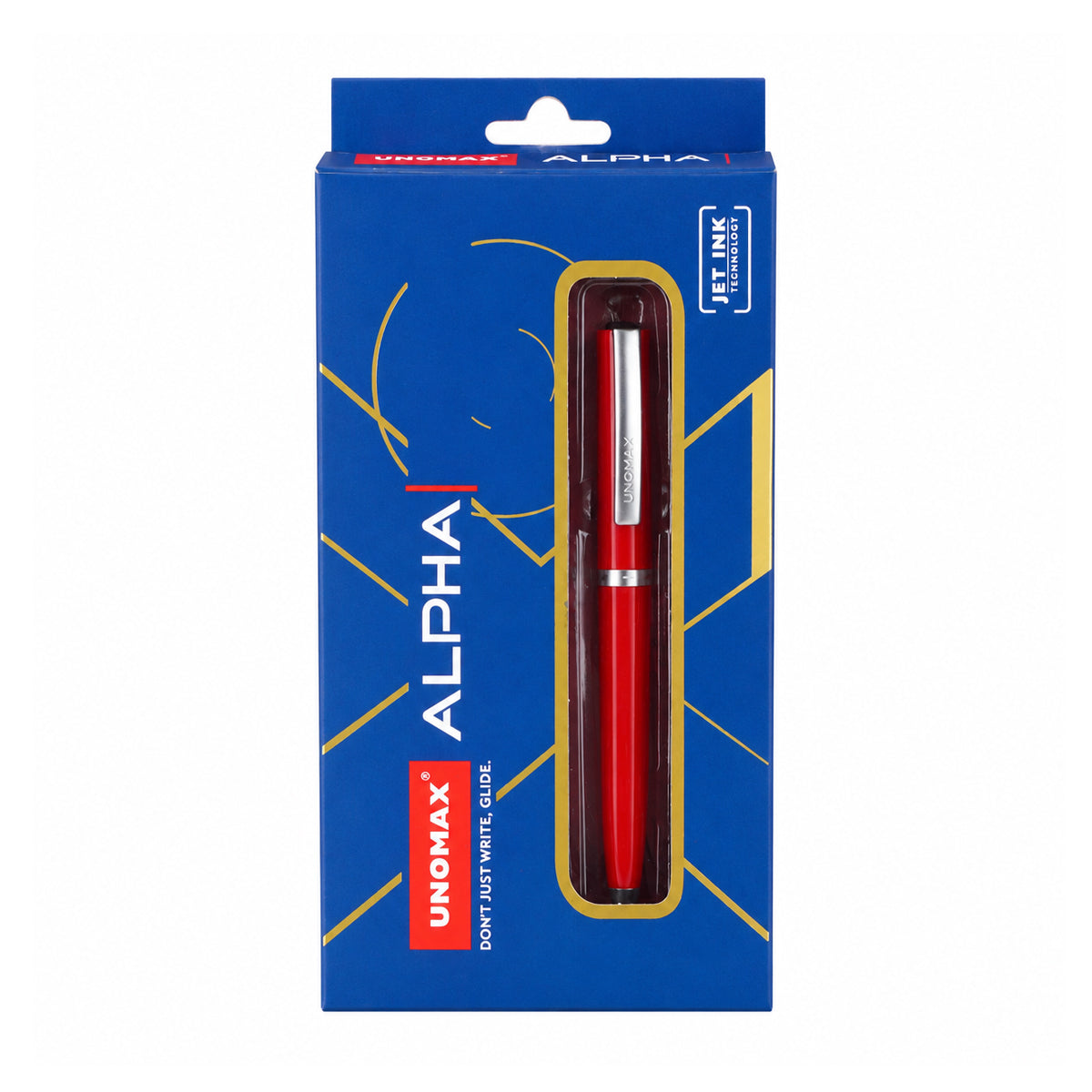 UNOMAX Alpha Metal Body Ball Pen — Red, Jet Ink Blue