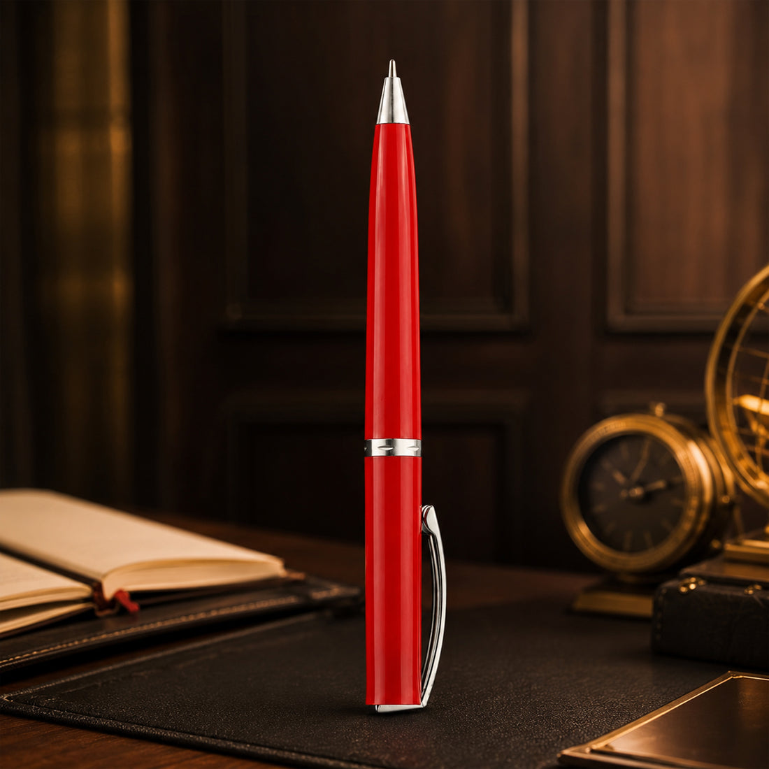 UNOMAX Alpha Metal Body Ball Pen — Red, Jet Ink Blue