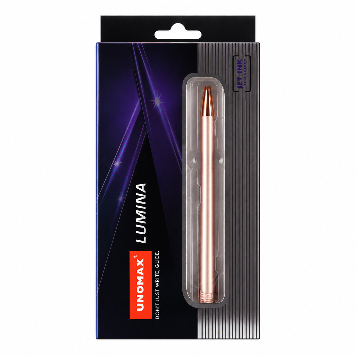 Unomax Lumina Retractable Ball Pen — Rose Gold, Blue Ink