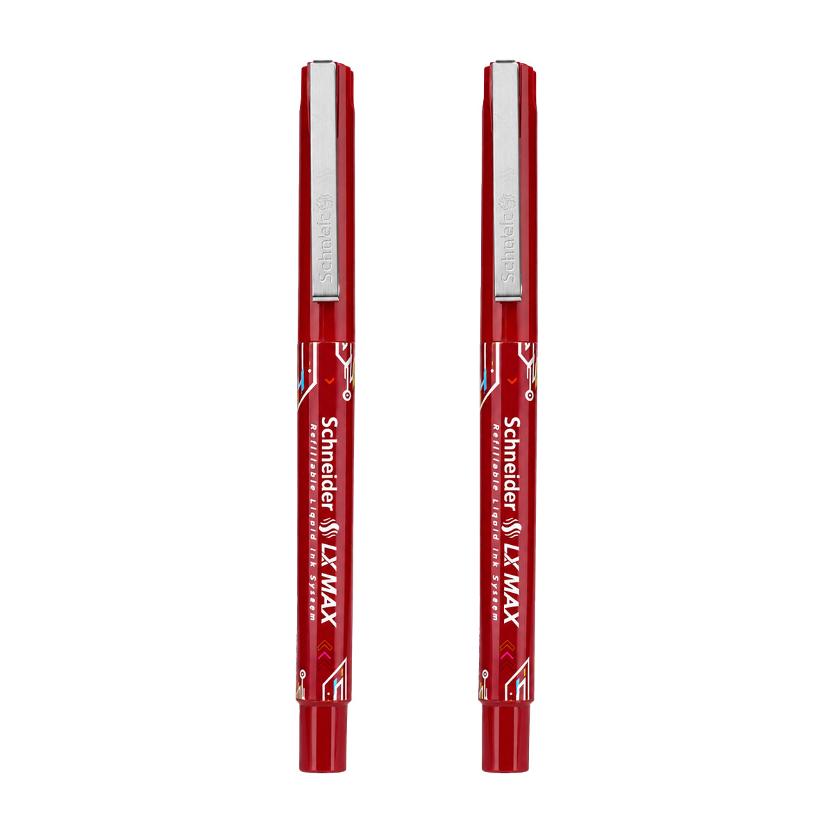 Luxor Schneider LX Max Roller Ball Pen — 0.5mm Fine Tip, Red Ink (Set of 2)