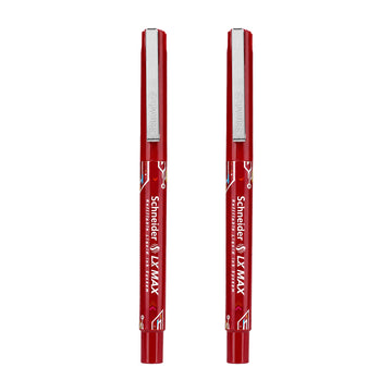 Luxor Schneider LX Max Roller Ball Pen — 0.5mm Fine Tip, Red Ink (Set of 2)
