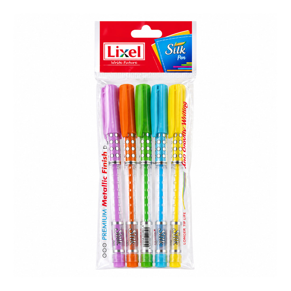 Lixel Silk Ball Pen – Blue Ink, Assorted Colours, Pack of 10