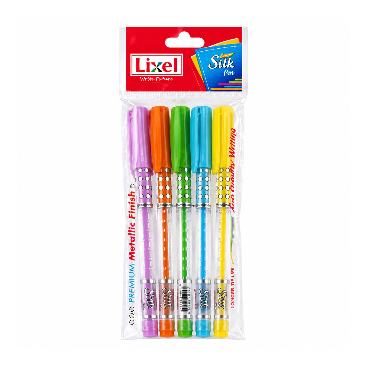 Lixel Silk Ball Pen – Blue Ink, Assorted Colours, Pack of 10