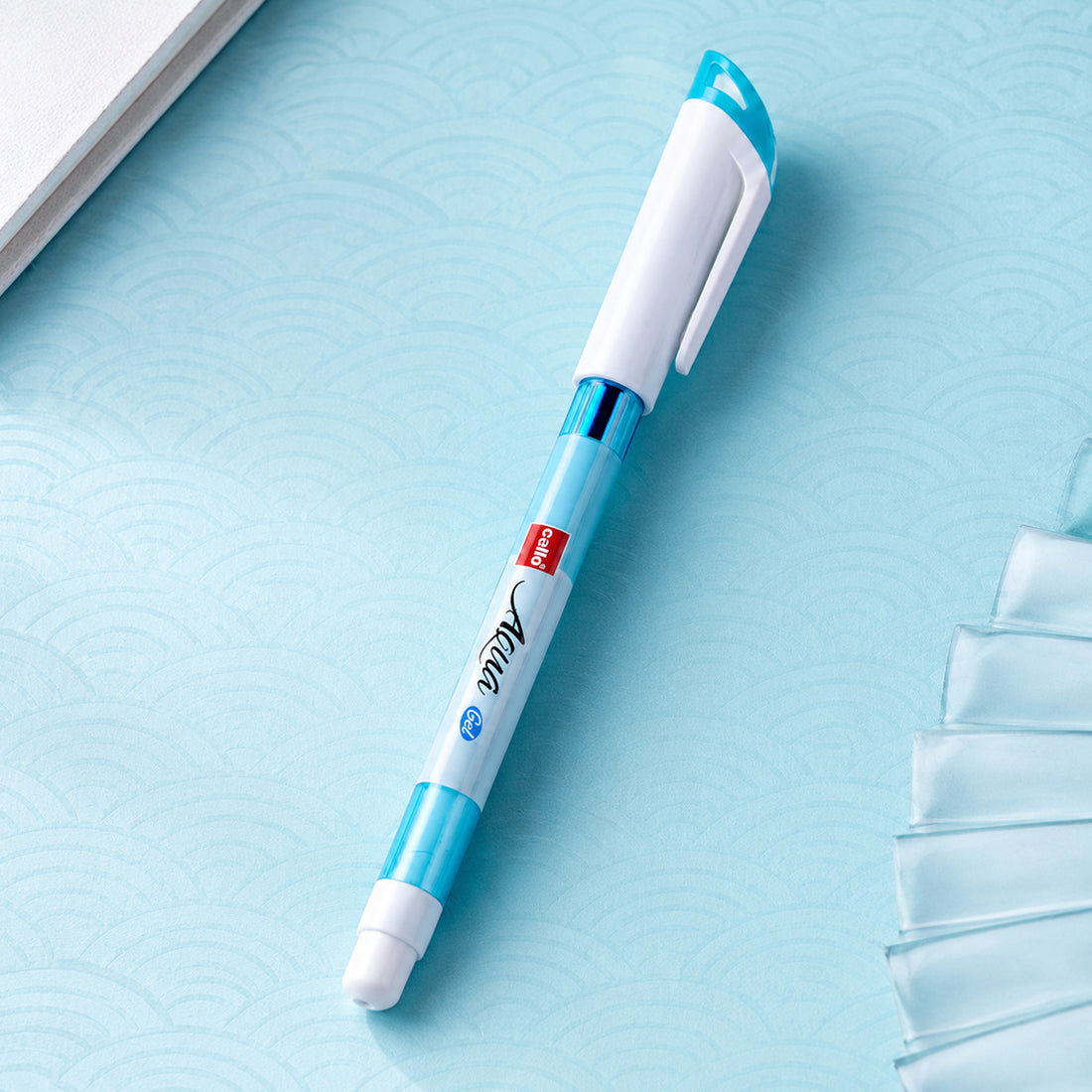 Cello Aqua Blue Gel Pen – 0.6mm Dark Waterproof Ink, Pack of 10