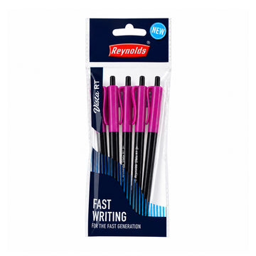 Reynolds Vista RT Ball Pen – 0.7mm Blue Ink, Pack of 20 (Black & Pink)