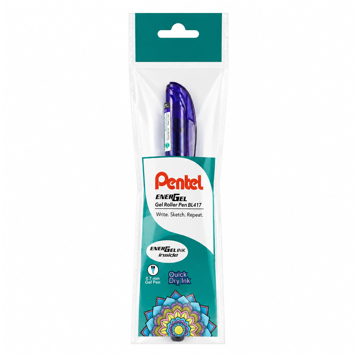 Pentel EnerGel BL417 0.7mm Roller Gel Pen – Blue Ink, Pack of 3