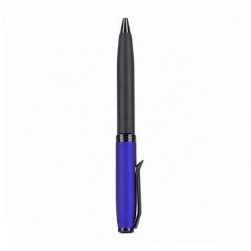The Writershub Black Body Ball Pen with Blue Cap — Twist Mechanism, Blue Ink