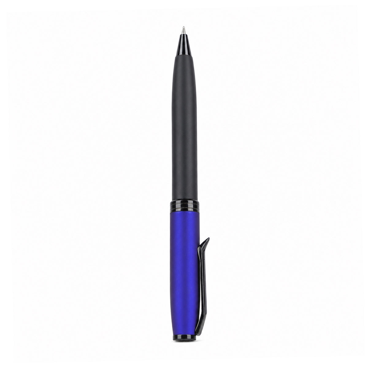 The Writershub Black Body Ball Pen with Blue Cap — Twist Mechanism, Blue Ink