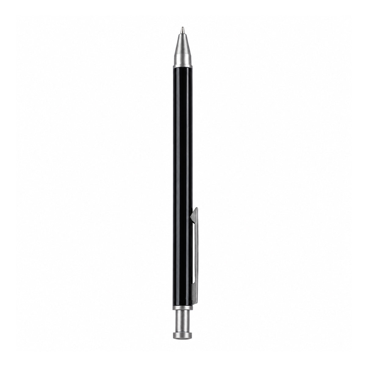 The Writershub Black Retractable Ball Pen — Grey Clip, Blue Ink
