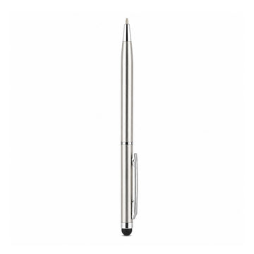 The Writershub 2‑in‑1 Half‑Gold Ball Pen — Silver Clip & Stylus (Blue Ink)
