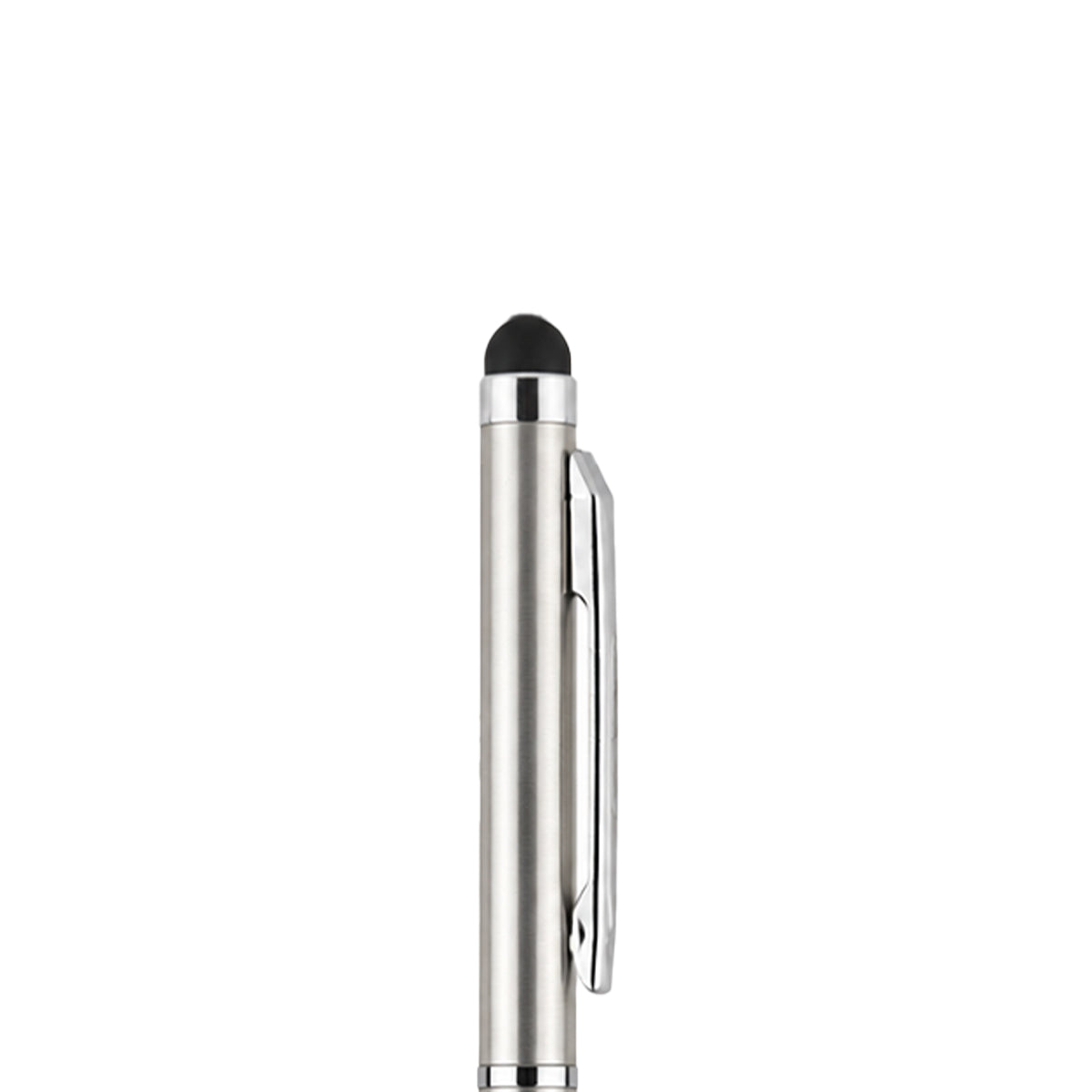 The Writershub 2‑in‑1 Half‑Gold Ball Pen — Silver Clip & Stylus (Blue Ink)