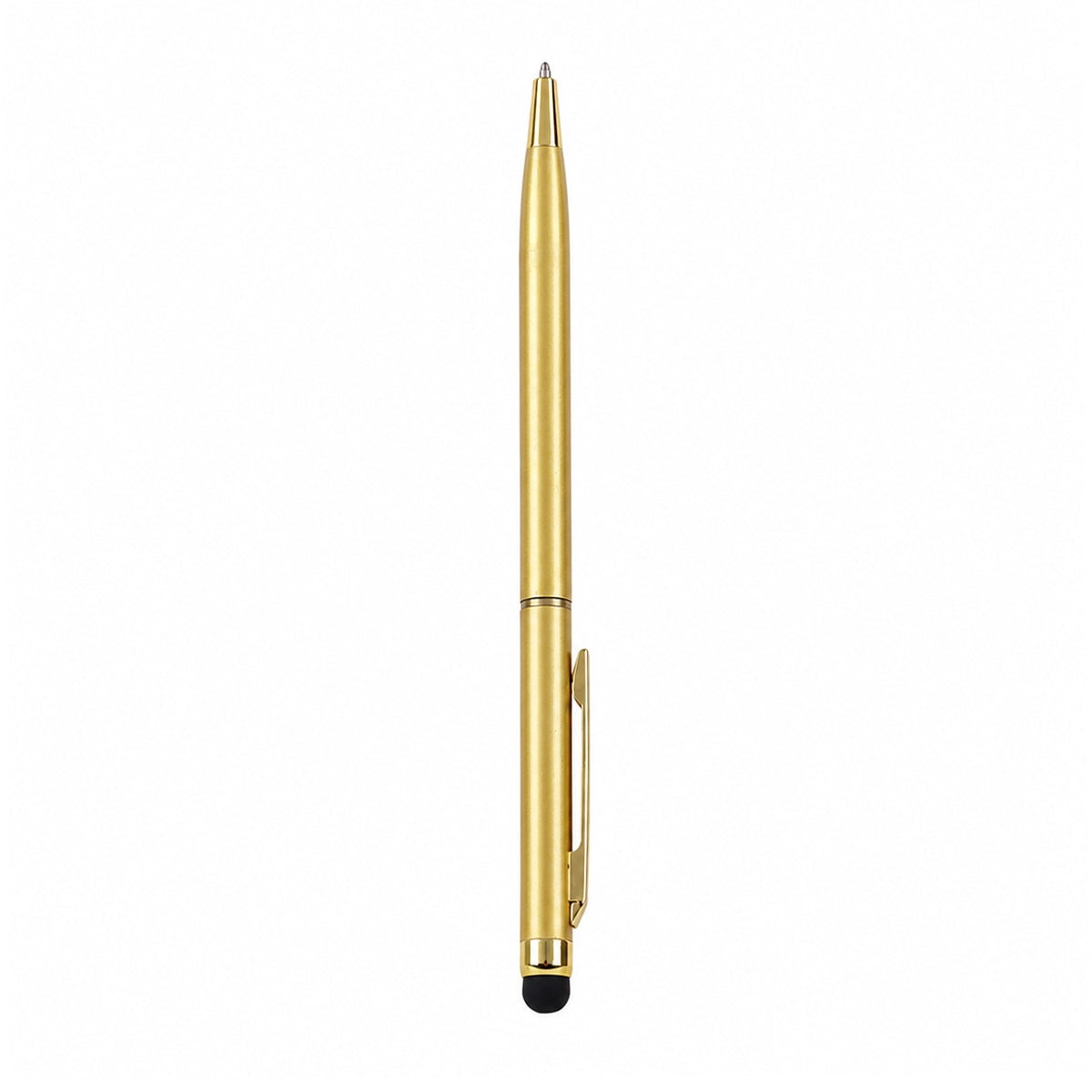 The Writershub 2‑in‑1 Gold Finish Ball Pen with Stylus — Twist Mechanism, Blue Ink