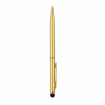 The Writershub 2‑in‑1 Gold Finish Ball Pen with Stylus — Twist Mechanism, Blue Ink