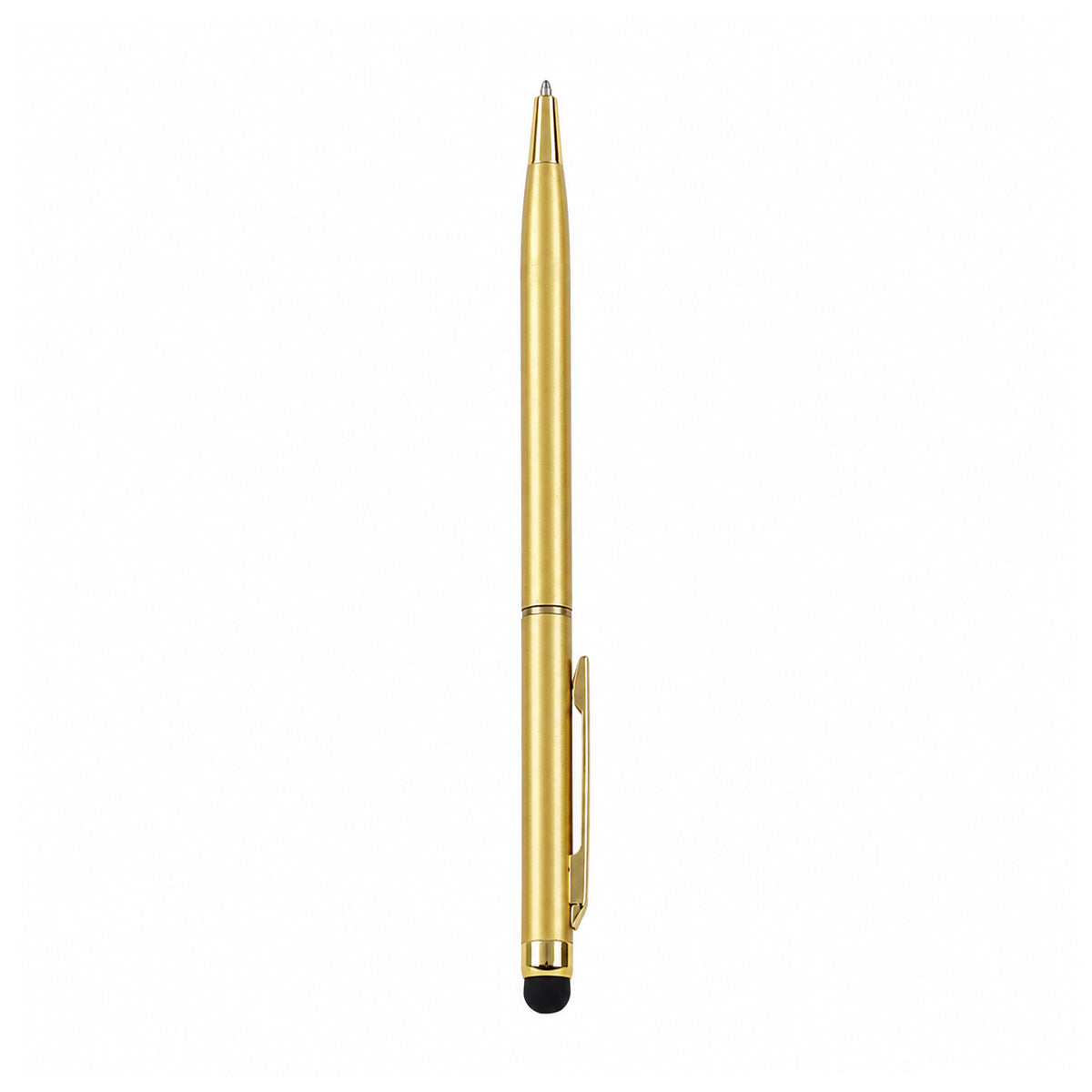 The Writershub 2‑in‑1 Gold Finish Ball Pen with Stylus — Twist Mechanism, Blue Ink